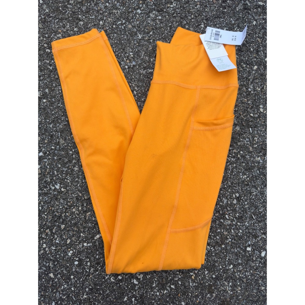 Gilly Hicks Go Recharge High Rise Leggings Orange Side Pocket Small NWT
